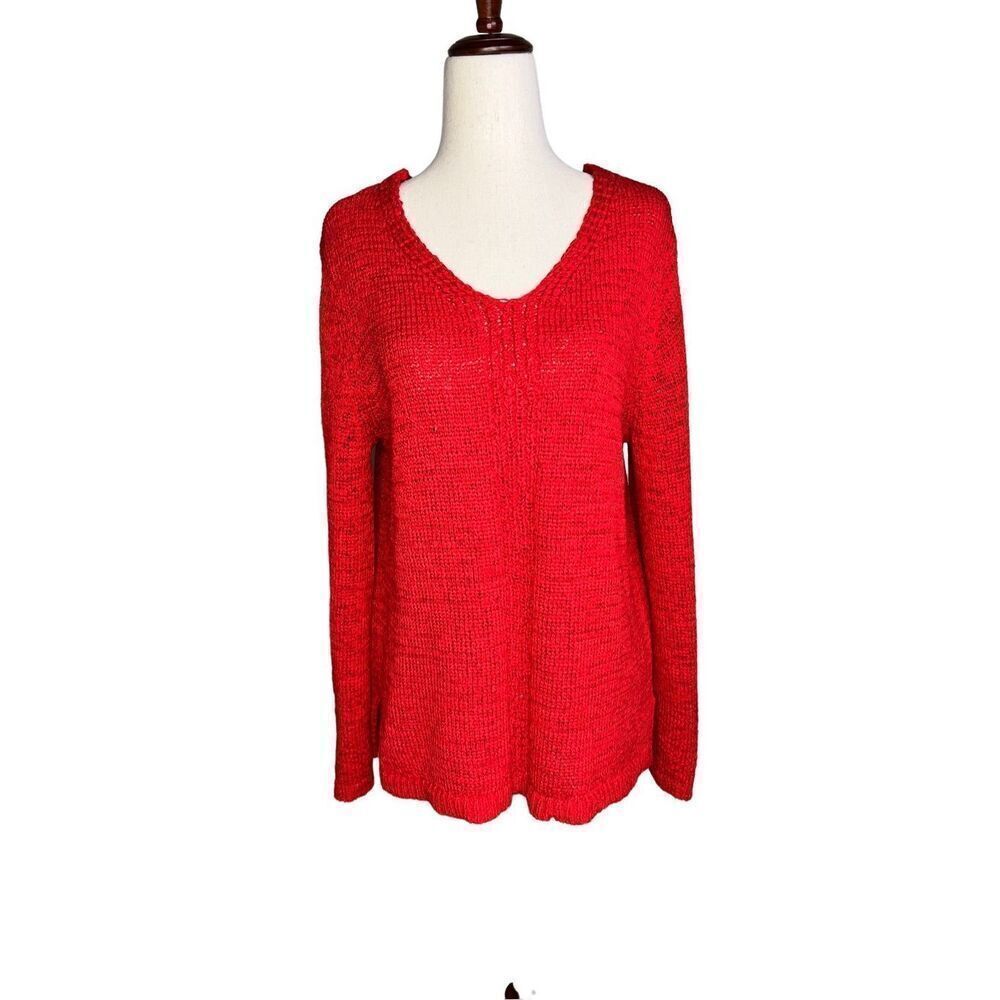 Chico's sweater women’s size 1 (medium) red cotton blend casual long sleeve